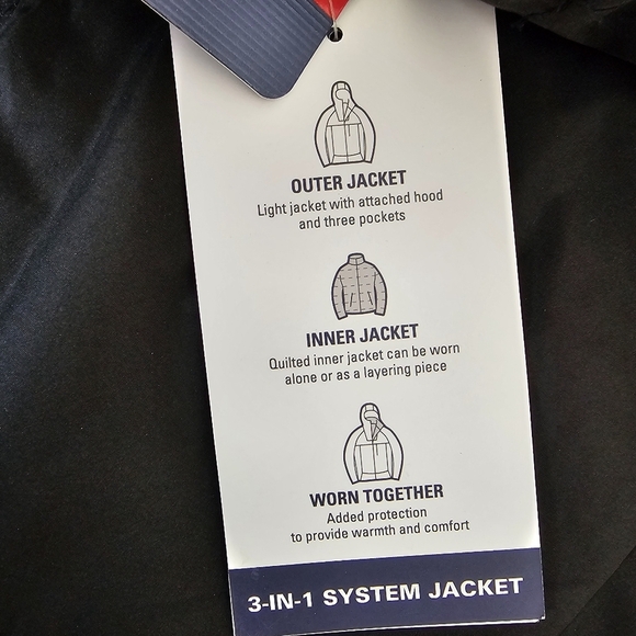 NWT IZOD 3-in-1 Tech System Jacket Black Men’s L Waterproof Windproof - Picture 14 of 16